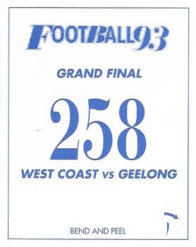 1993 Select AFL Stickers #258 Grand Final Back
